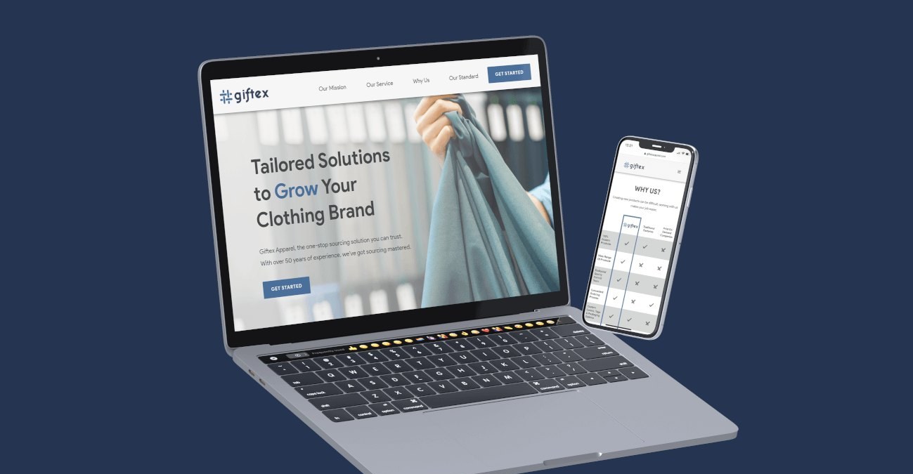 Giftex website shown on a laptop and phone