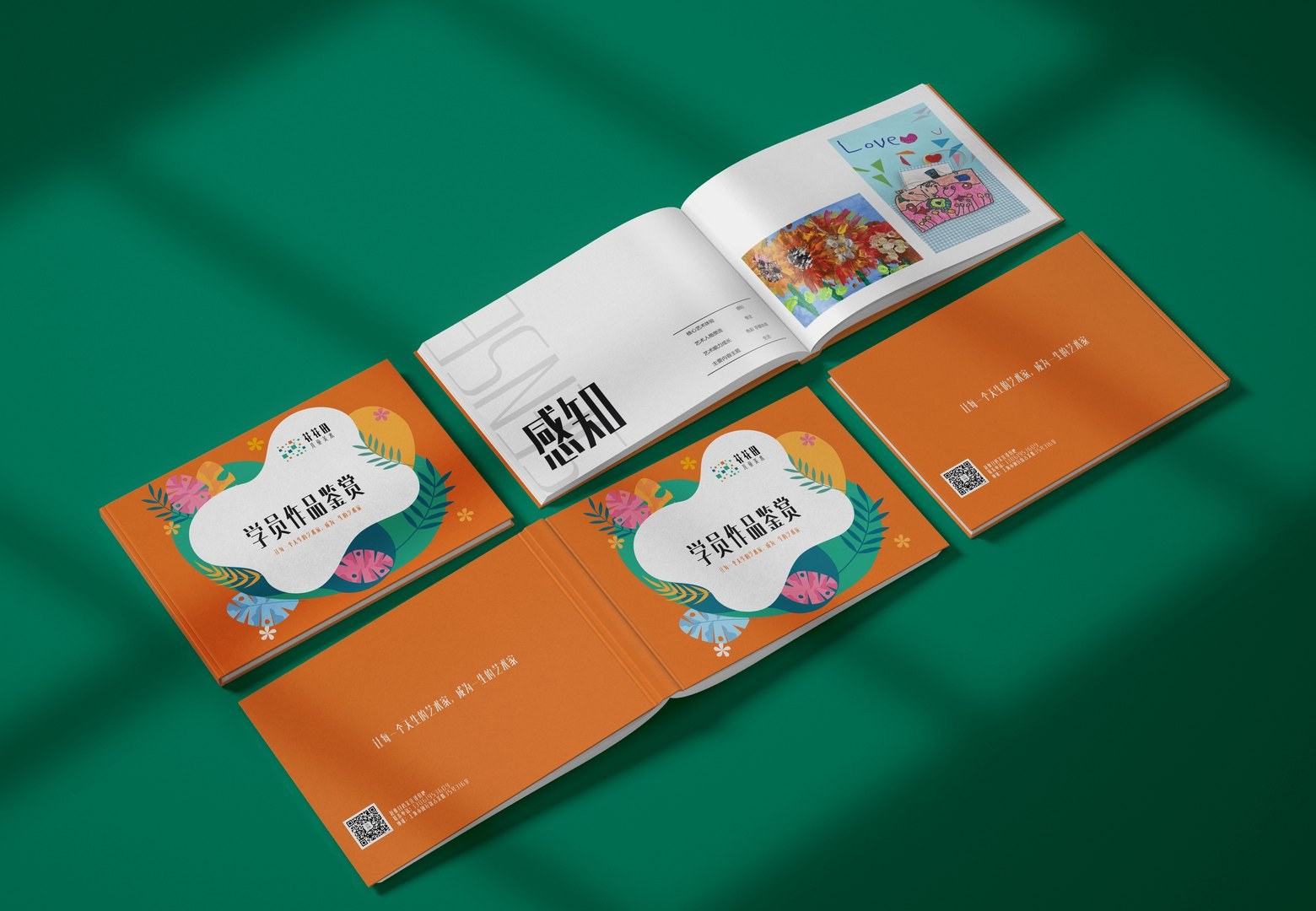 Children's art student work booklet and catalogue covers